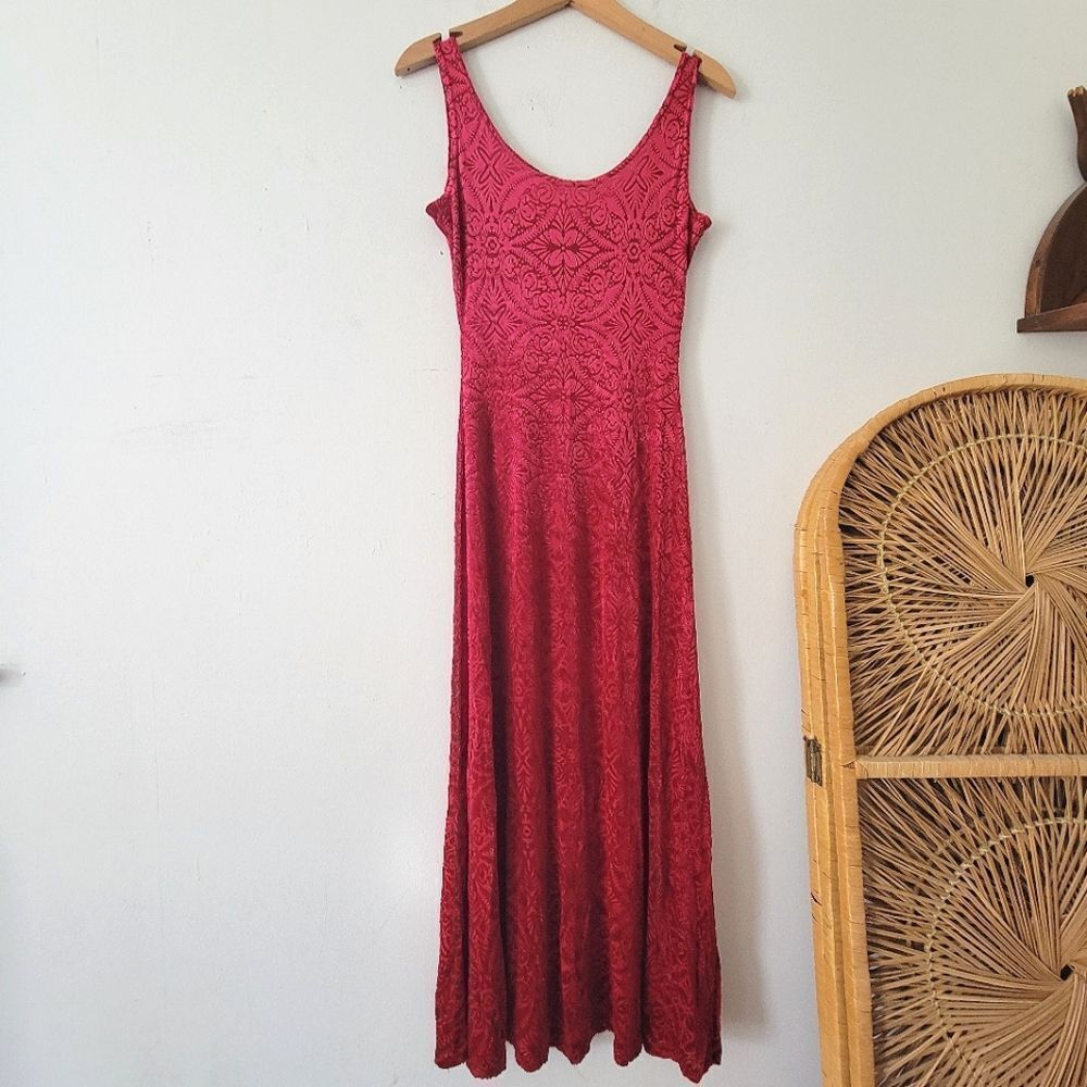 Red Velvet Burnout Dress S
